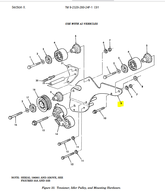 Belt Tensioner Idler Pulley Mounting Bracket HMMWV